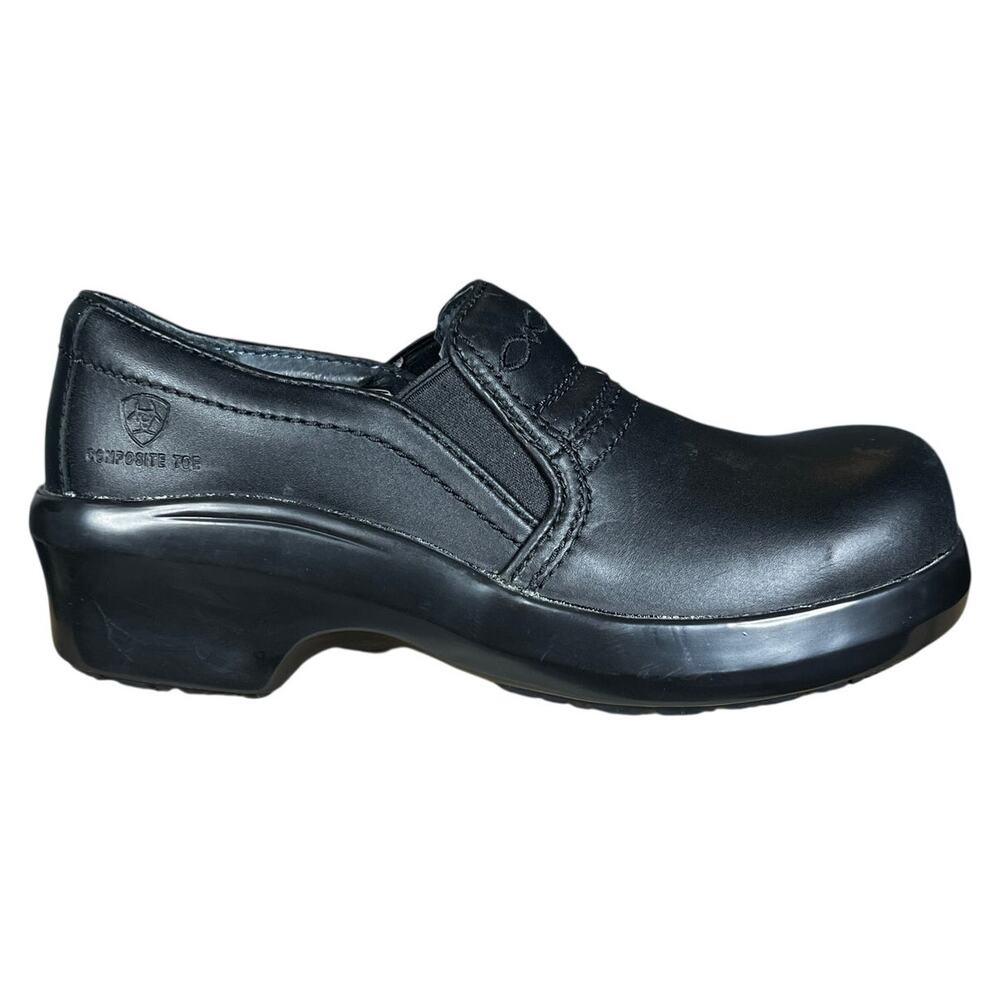 Ariat Women’s Expert Black Leather Composite Toe Safety Clog Size US 6.5